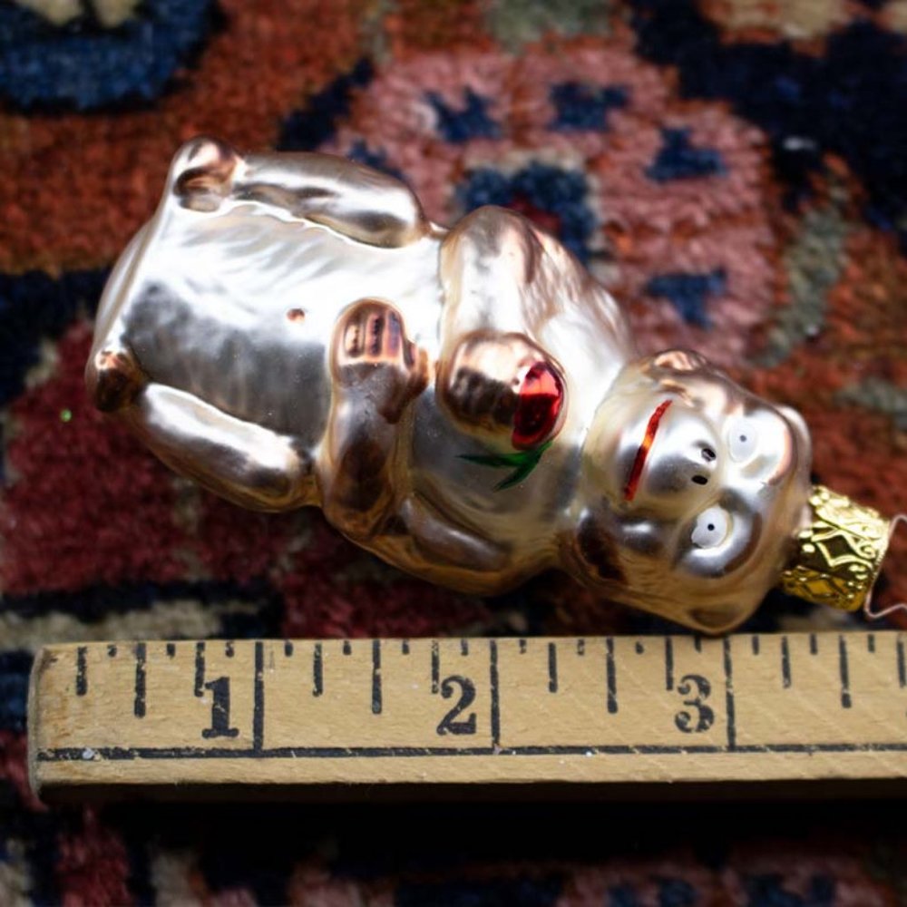 Monkey with an Apple, Vintage Old World Christmas Glass Ornament - Picture 3 of 3